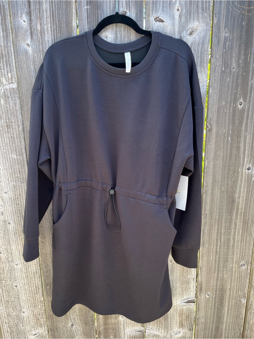 Zella Black Crewneck Sweat Tunic with Drawcord